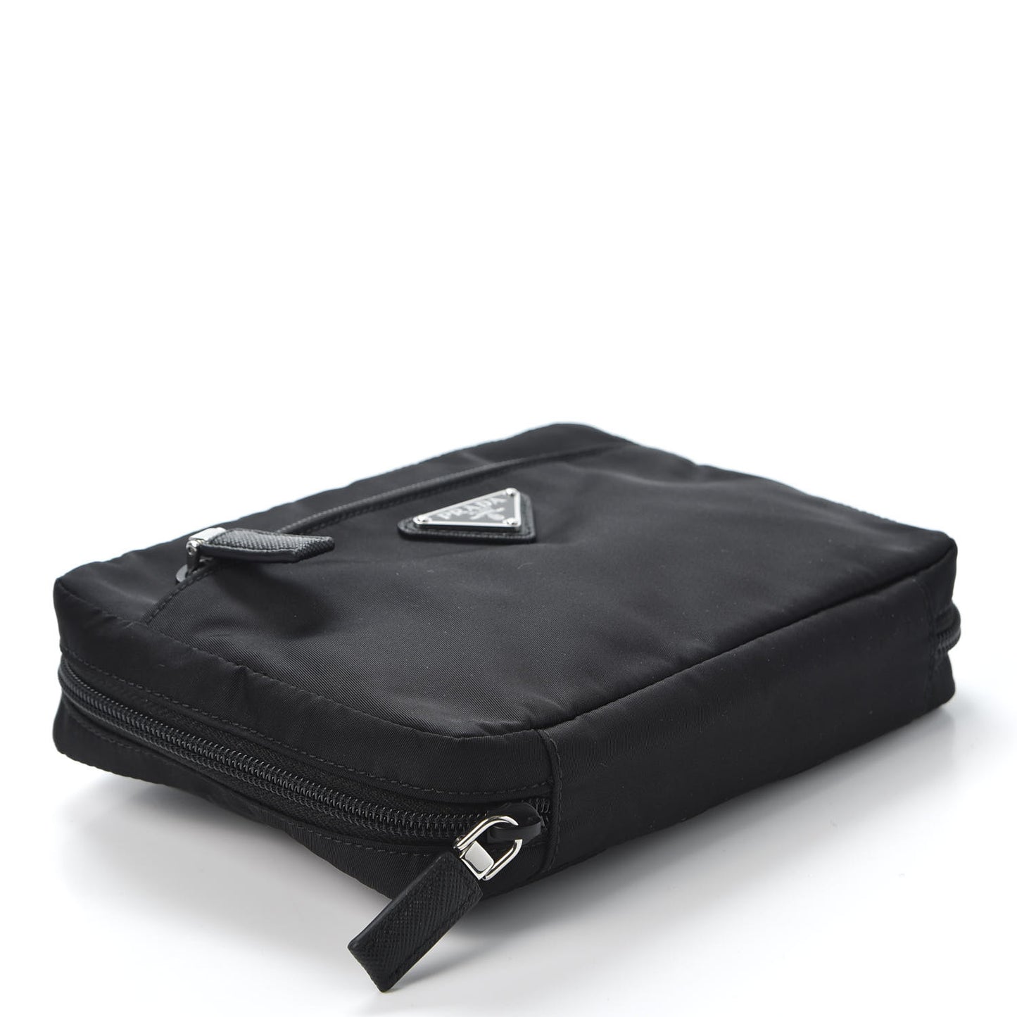 Tessuto Nylon Saffiano Maniglia Pouch Black