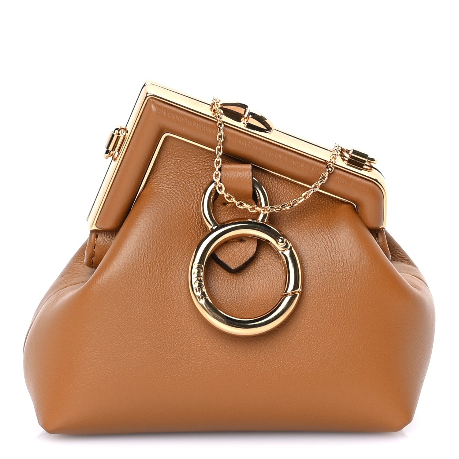 Fendi Shiny Nappa Nano  First Bag Charm Caramello 1 of 7