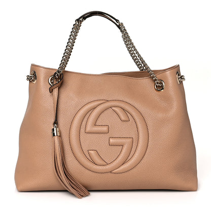 Gucci Pebbled Calfskin Medium Soho Chain Shoulder Bag Camelia 1 of 9