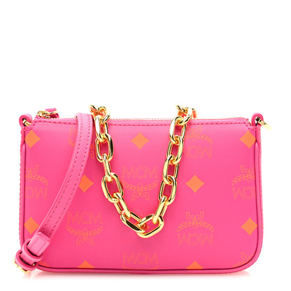 MCM Calfskin Color Splash Mini Pouch on Chain Pink 1 of 9