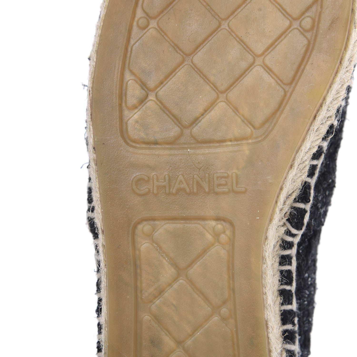 Chanel Tweed Patent Goatskin Sequin CC Espadrilles 35 Black 8 of 10