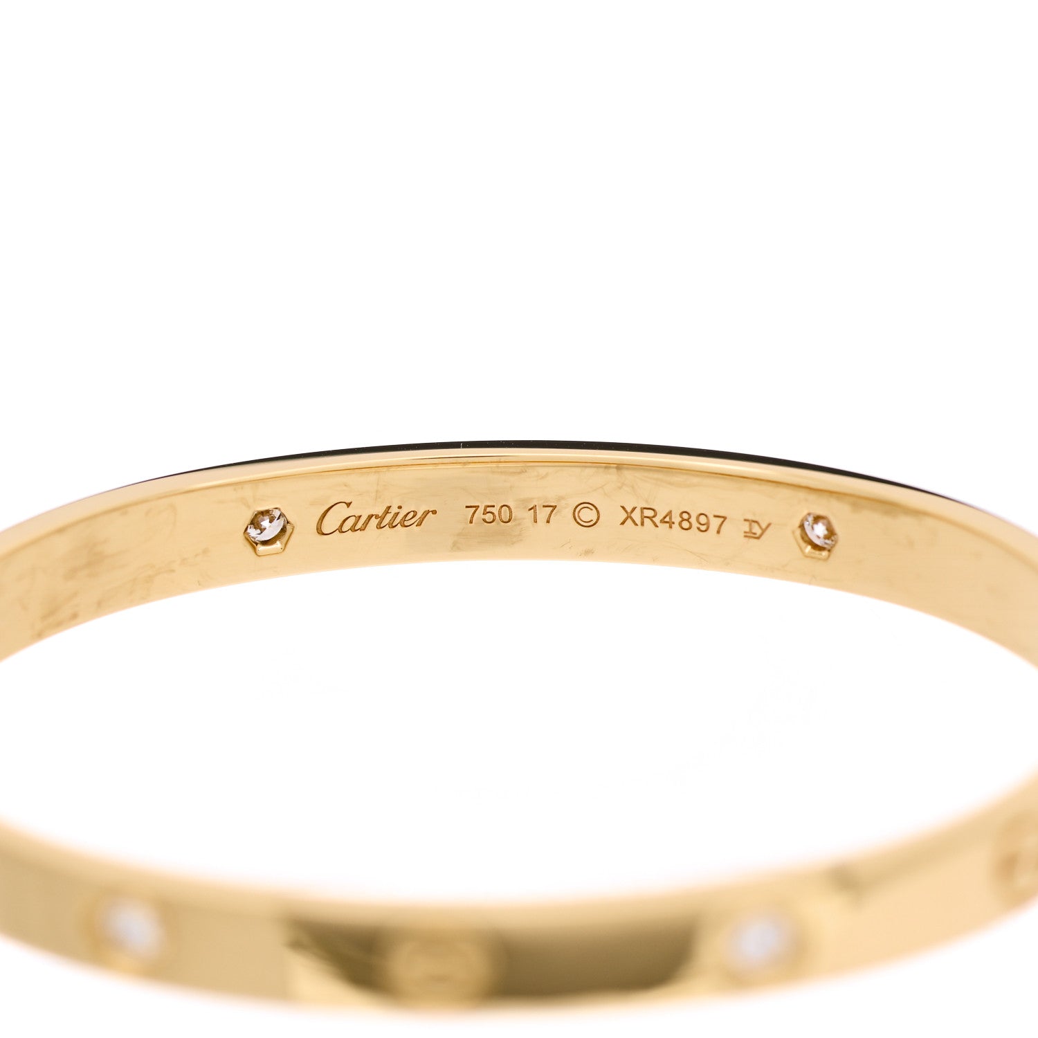 Cartier 18K Yellow Gold 4 Diamond LOVE Bracelet 17 4 of 6