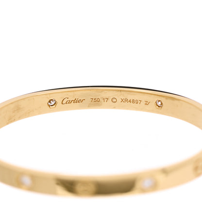 Cartier 18K Yellow Gold 4 Diamond LOVE Bracelet 17 4 of 6