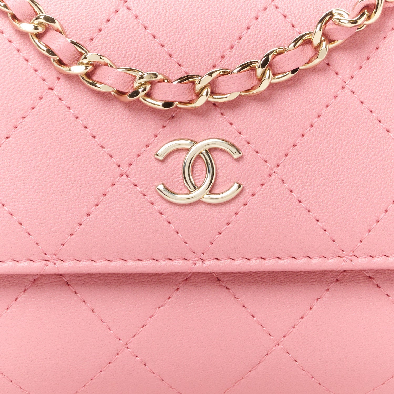 Chanel Calfskin Diamond Stitched Chain Around Flap Phone Holder Dark Pink 8 of 11