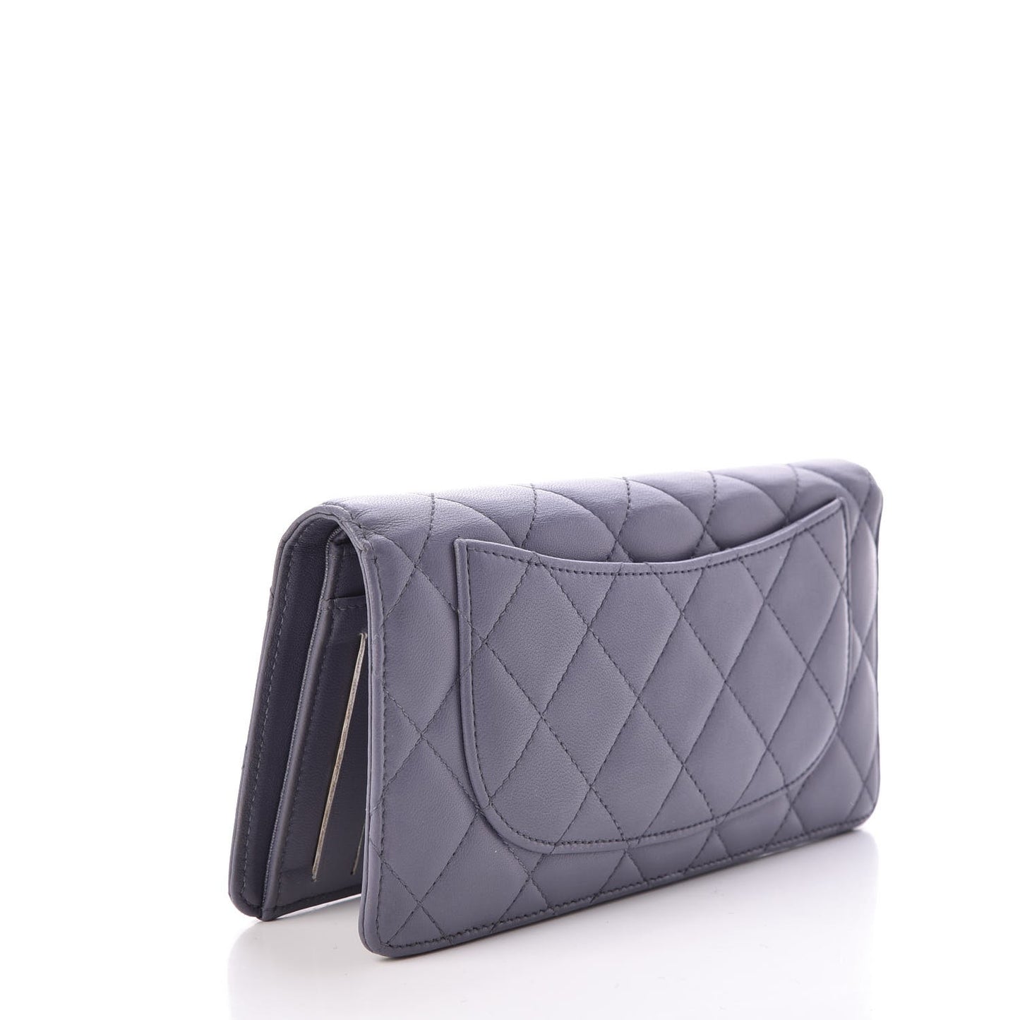 Lambskin Quilted Yen Wallet Purple