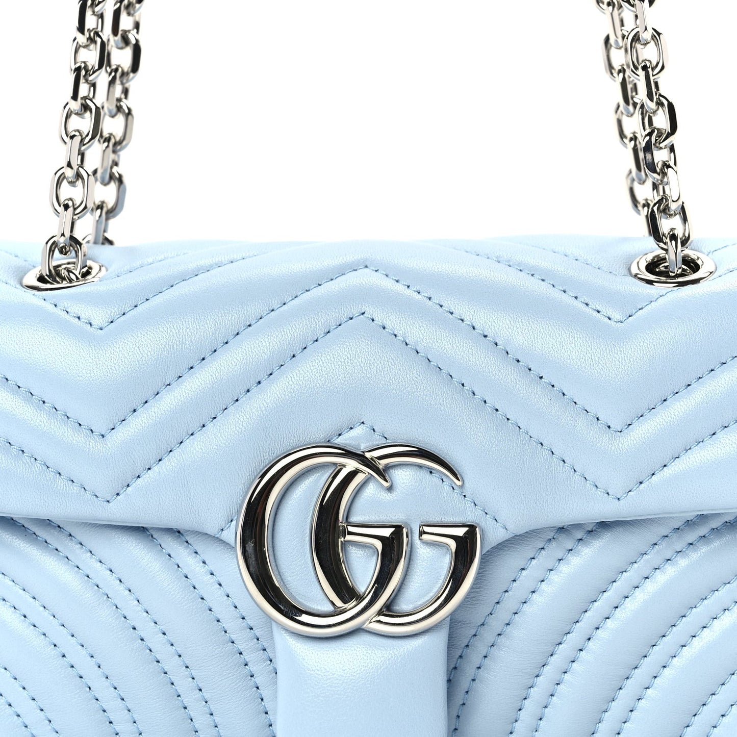 Lambskin Matelasse Small GG Marmont Shoulder Bag Light Blue
