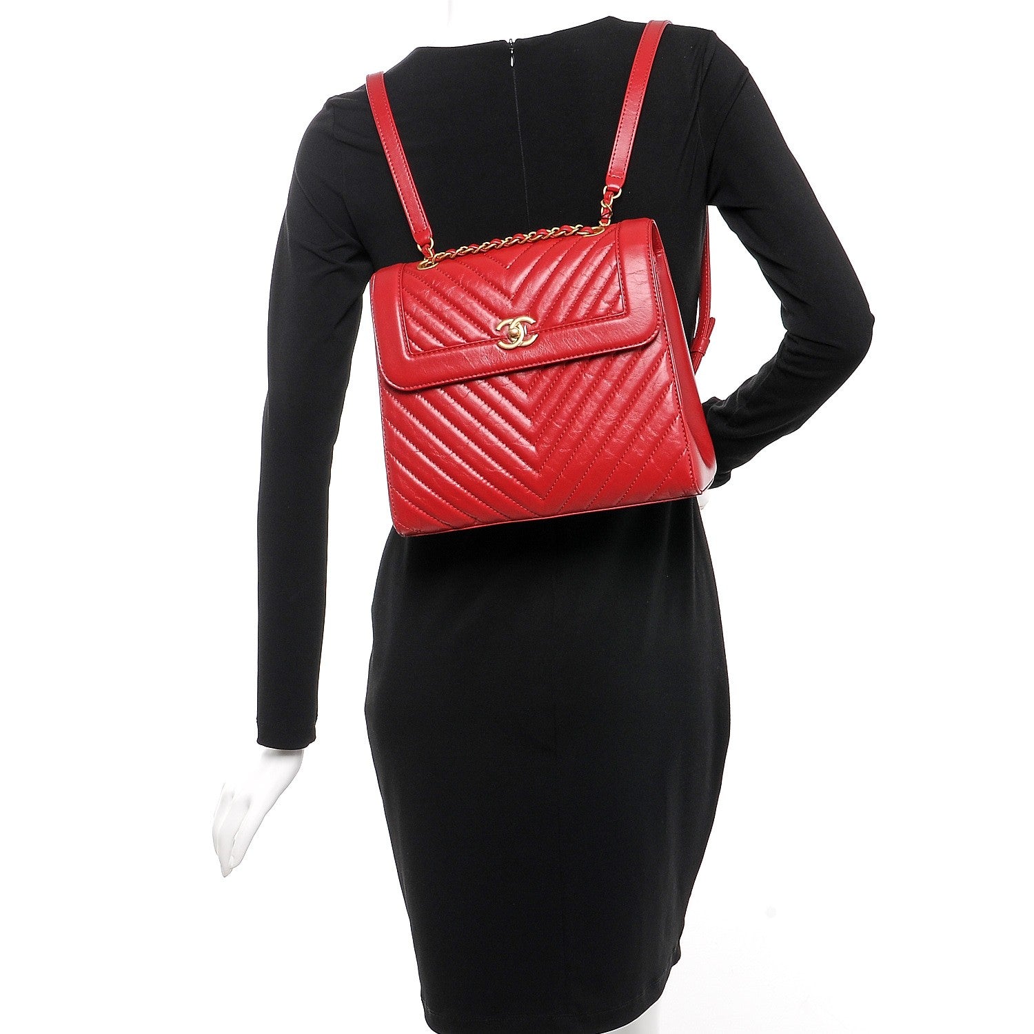 Chanel Aged Calfskin Quilted Backpack Red 2 of 8