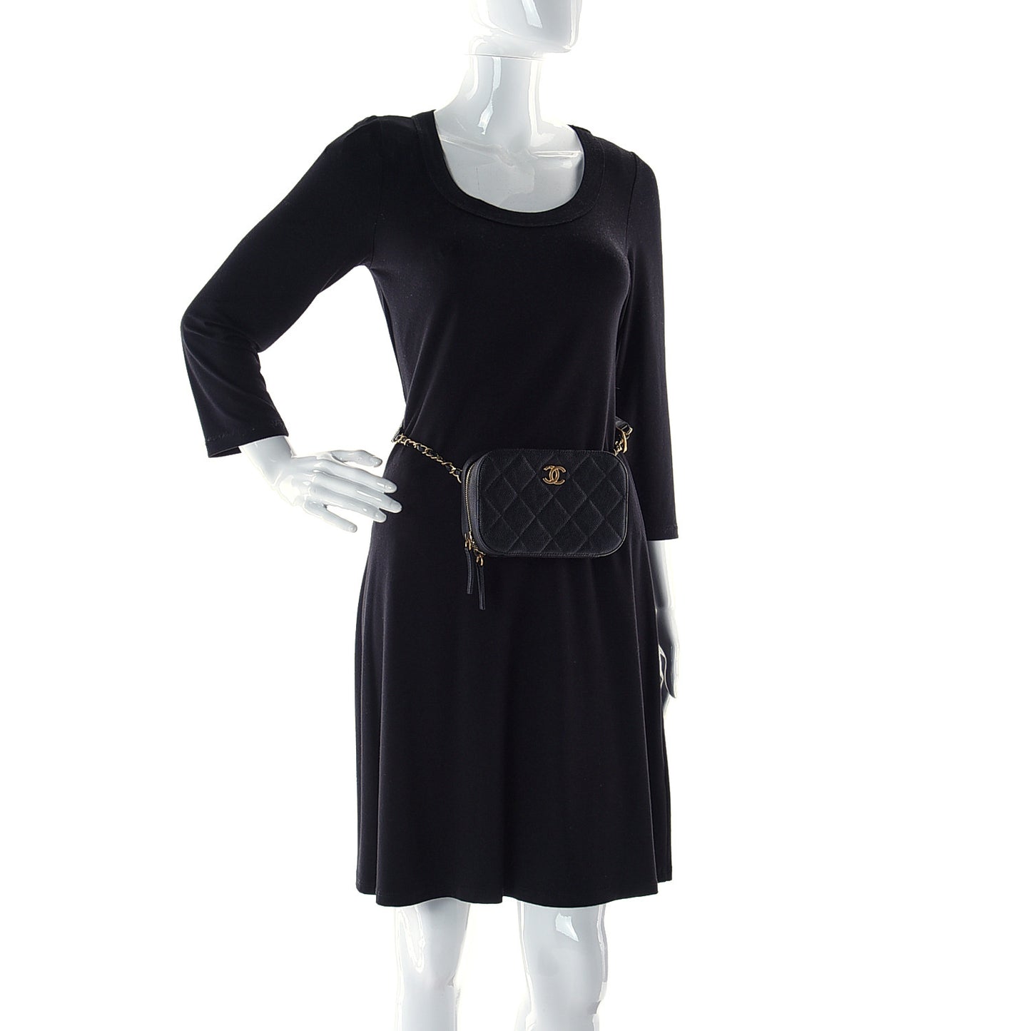 Caviar Quilted Waist Bag Black