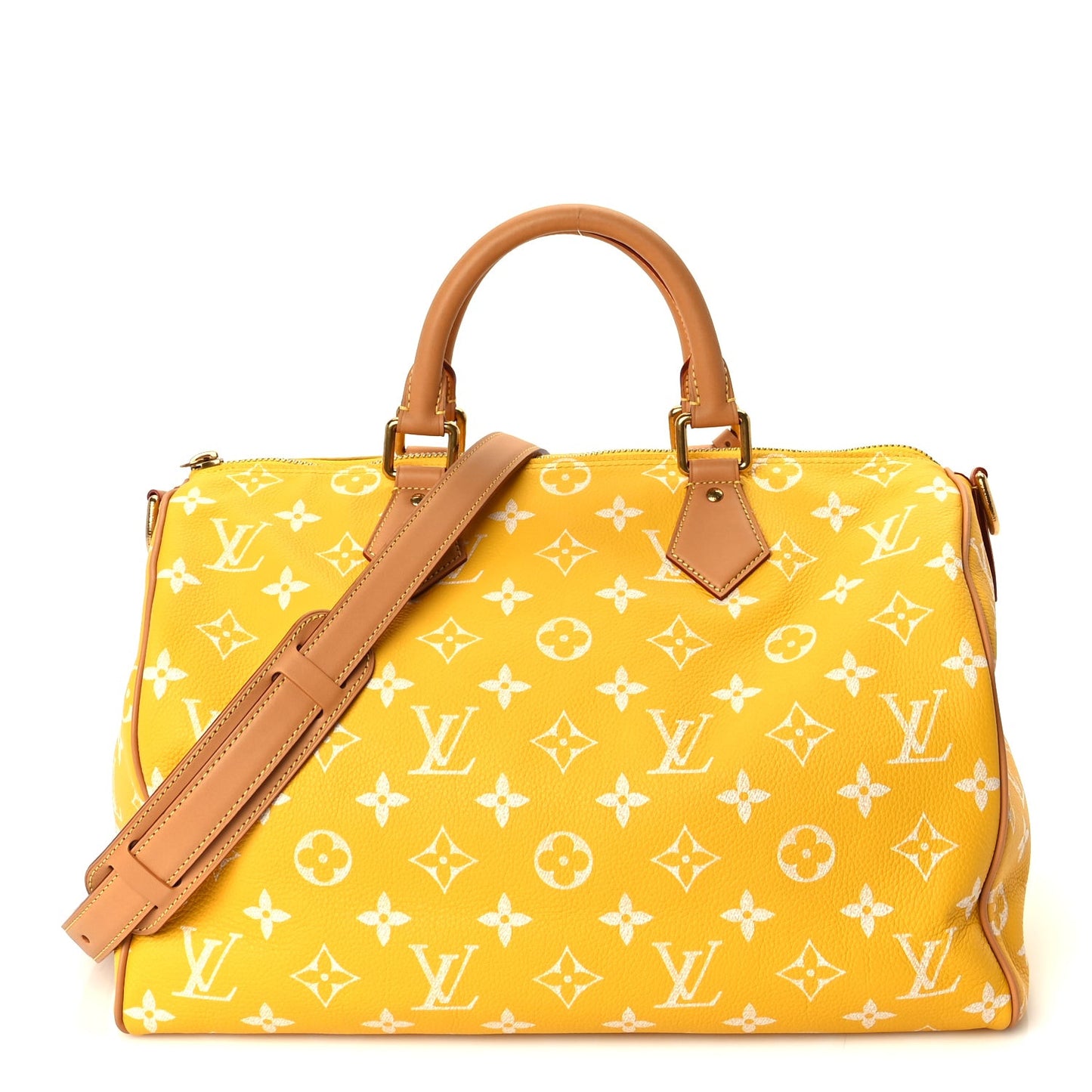 Calfskin Monogram Speedy P9 Bandouliere 40 Jaune Mat