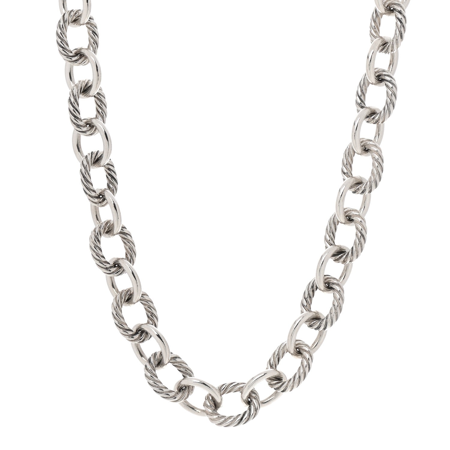 David Yurman Sterling Silver 12mm Oval Link Necklace 1 of 5