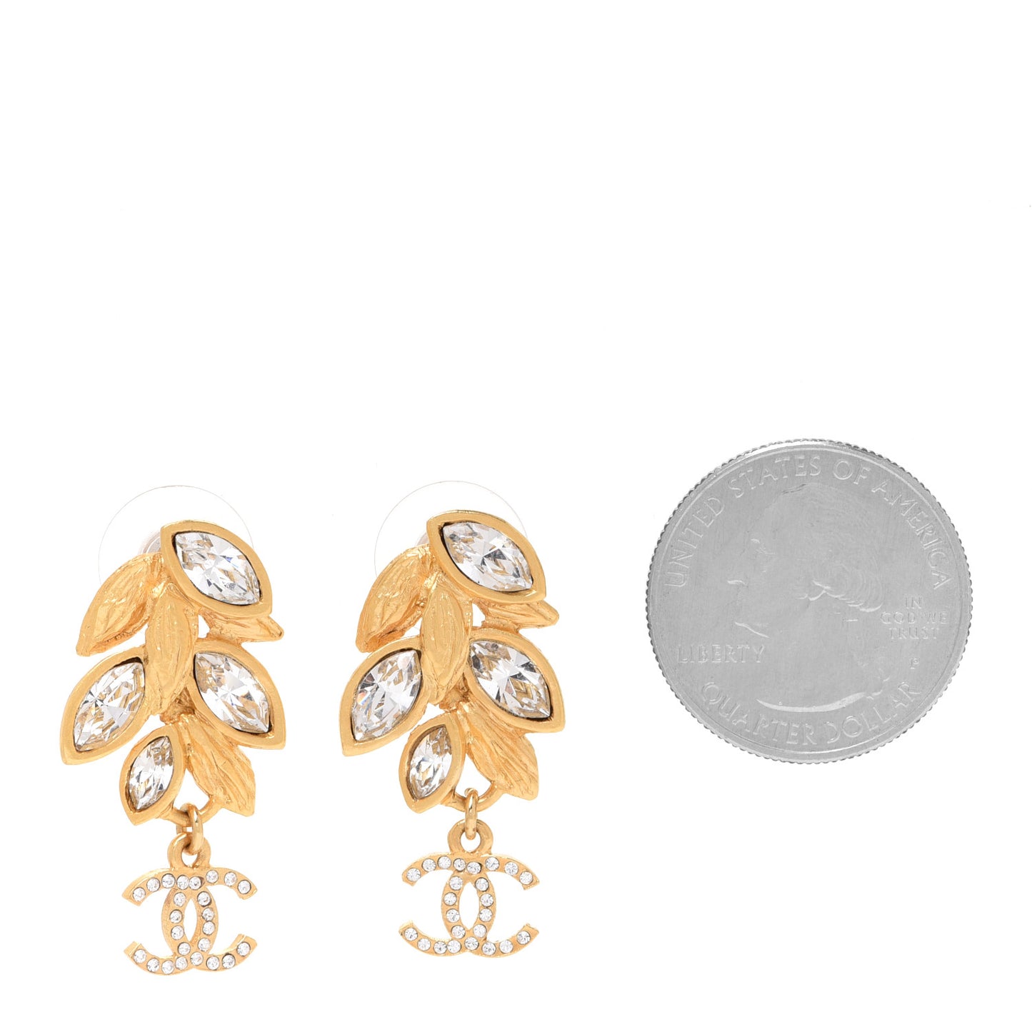 Crystal Sparkling Wheat CC Drop Earrings Gold