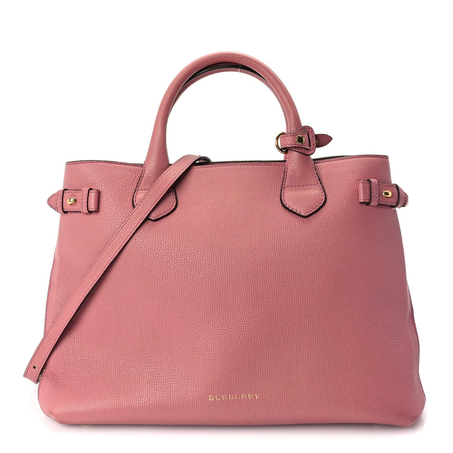 Grainy Calfskin House Check Medium Banner Tote  Mauve Pink