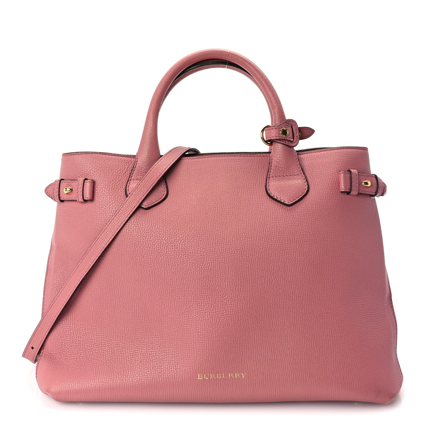 Burberry Grainy Calfskin House Check Medium Banner Tote  Mauve Pink 1 of 8