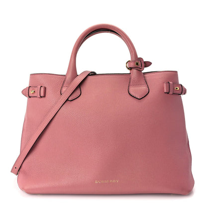 Burberry Grainy Calfskin House Check Medium Banner Tote  Mauve Pink 1 of 8