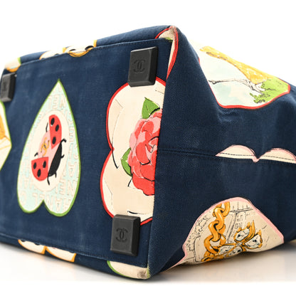 Chanel Canvas Coco Hearts Print Tote Blue 10 of 14