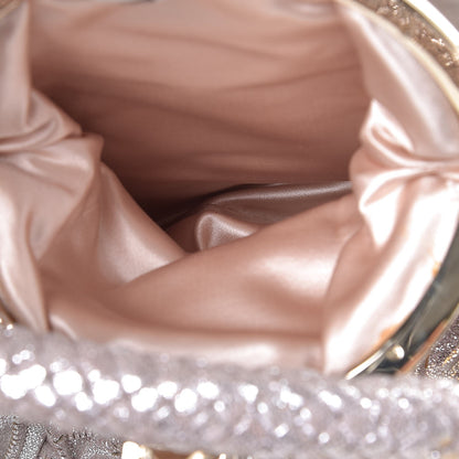 Fendi Metallic Boar Suede Fringed Spy Silver 7 of 9