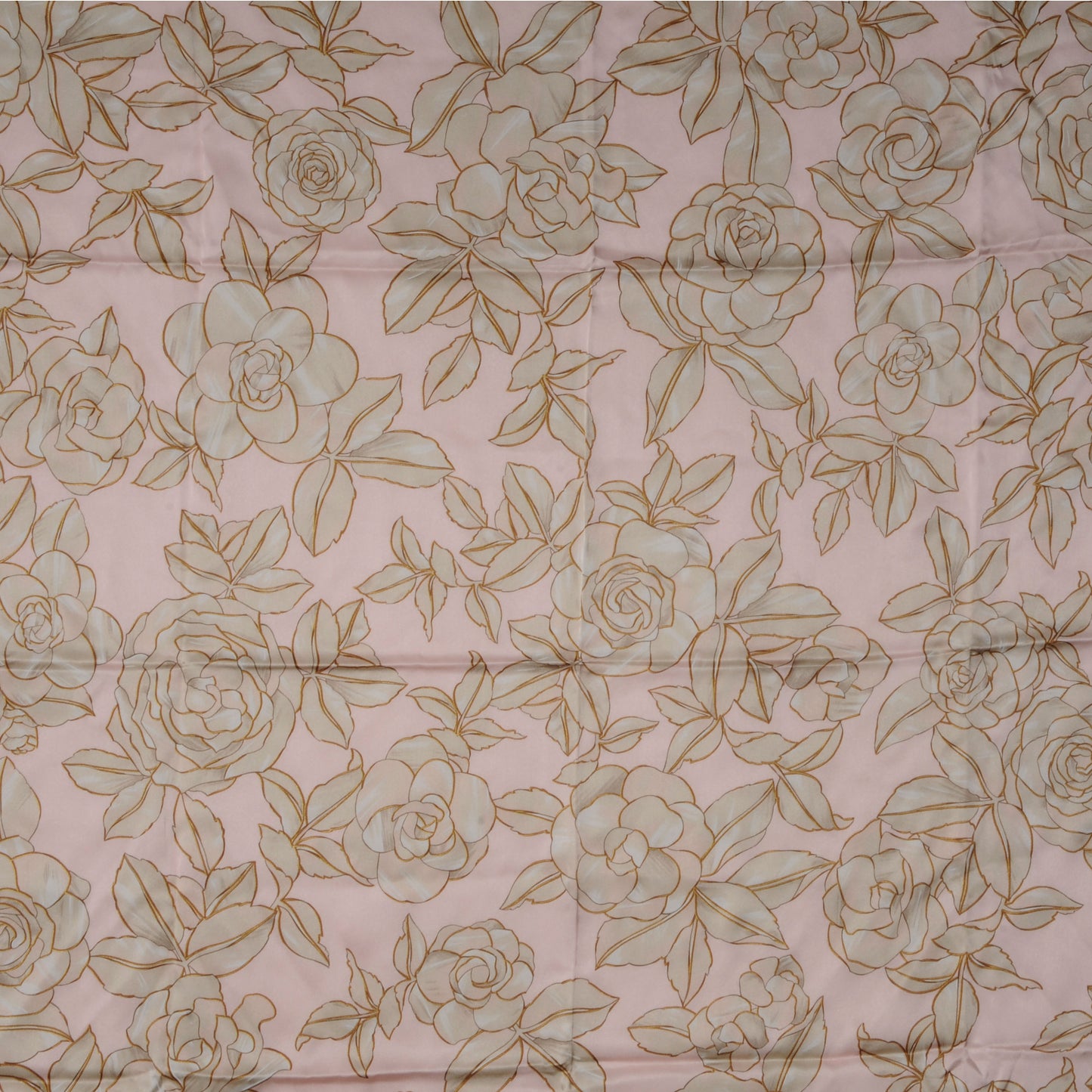 Silk Camellia Flower Square Scarf Pink