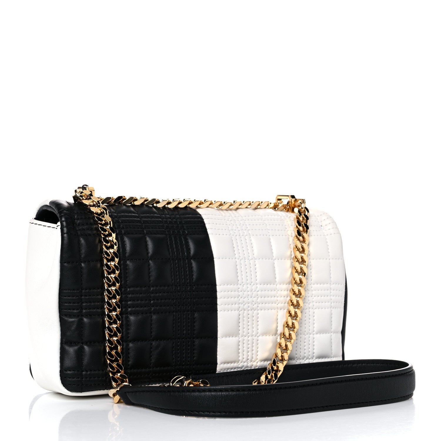 Burberry Lambskin Quilted Small Lola Bag White Black 2 of 13