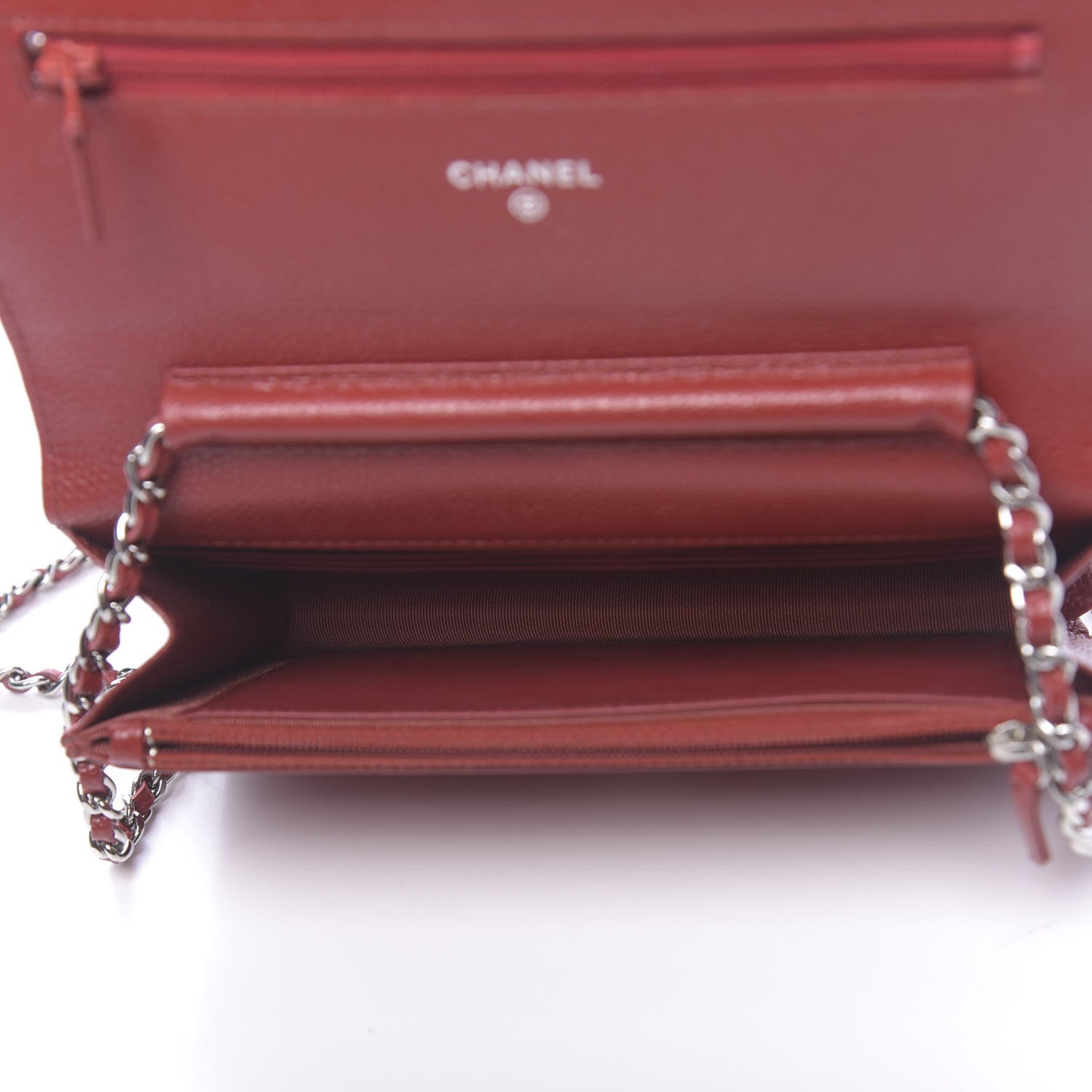 Chanel Caviar Quilted Wallet on Chain WOC Red 5 of 12