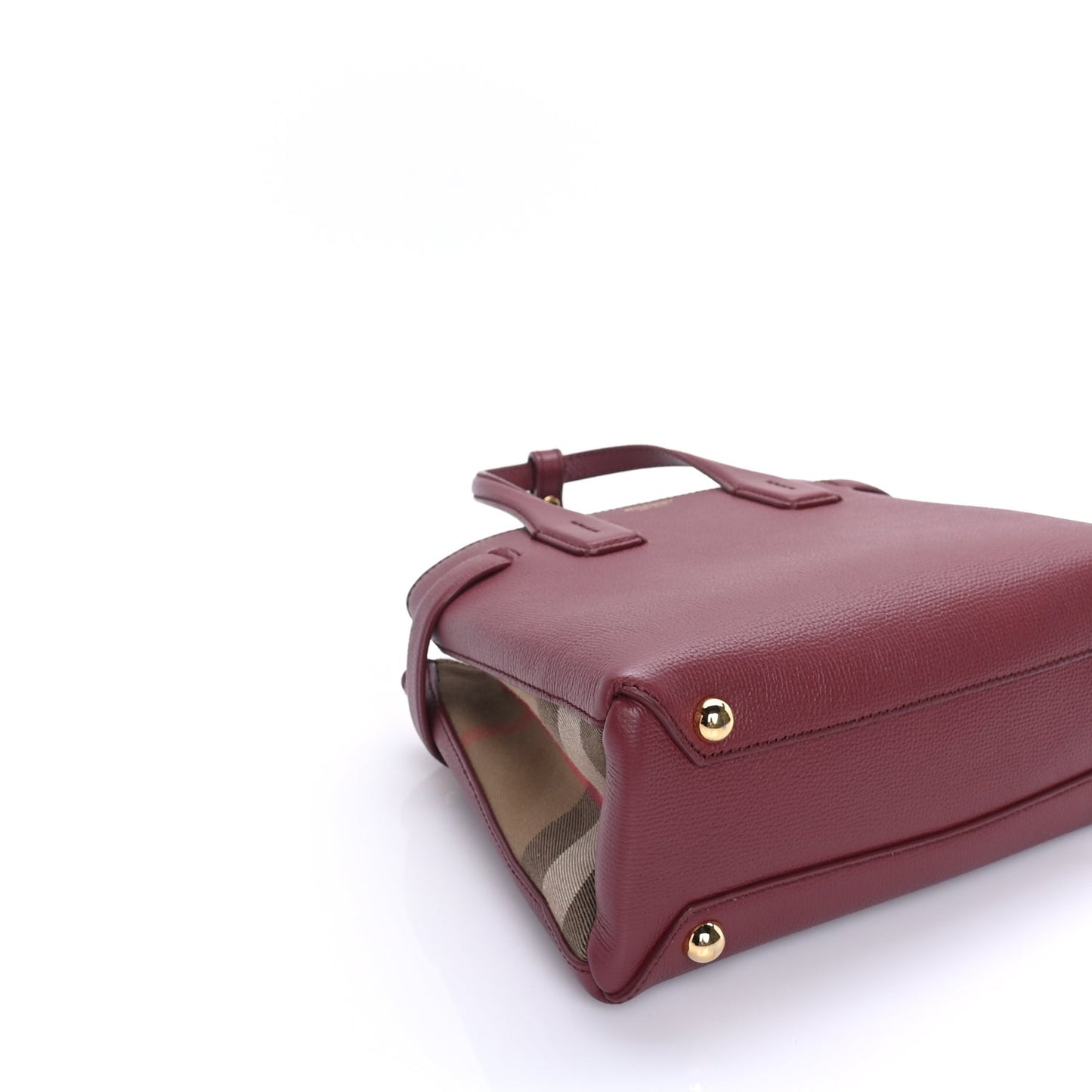 Grainy Calfskin House Check Small Banner Tote Crimson