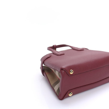 Burberry Grainy Calfskin House Check Small Banner Tote Crimson 7 of 7