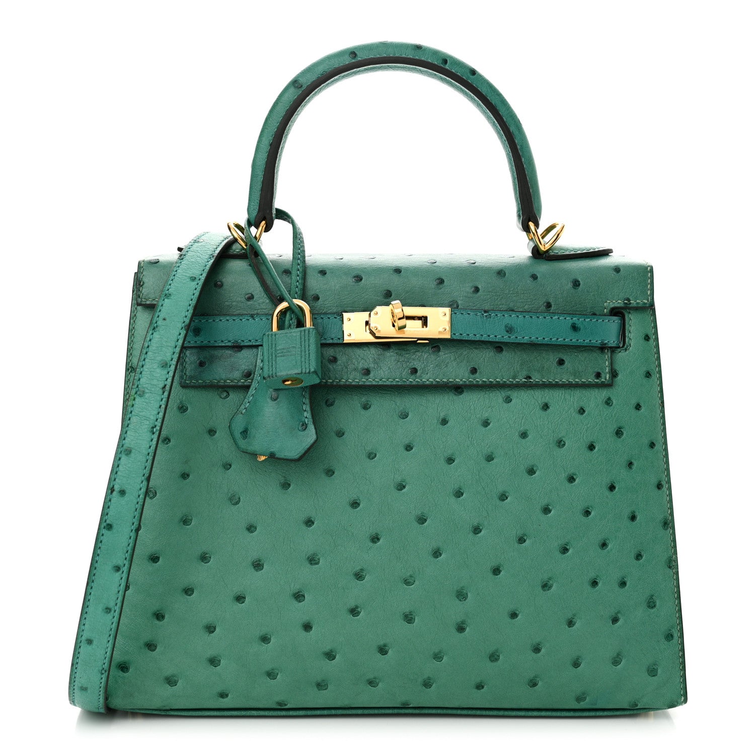 Hermes Ostrich Kelly Sellier 25 Vert Verone 1 of 18