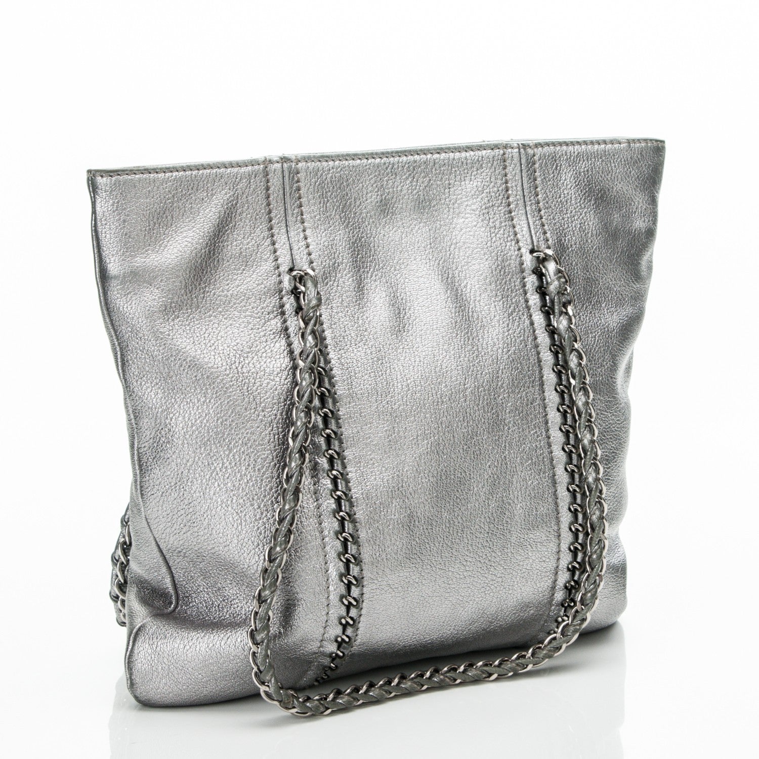 Chanel Metallic Goatskin Luxe Ligne Tote Silver 3 of 7