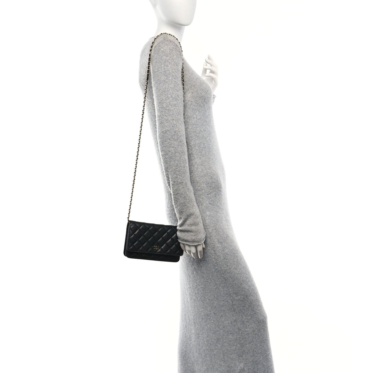 Caviar Quilted Wallet On Chain WOC Black
