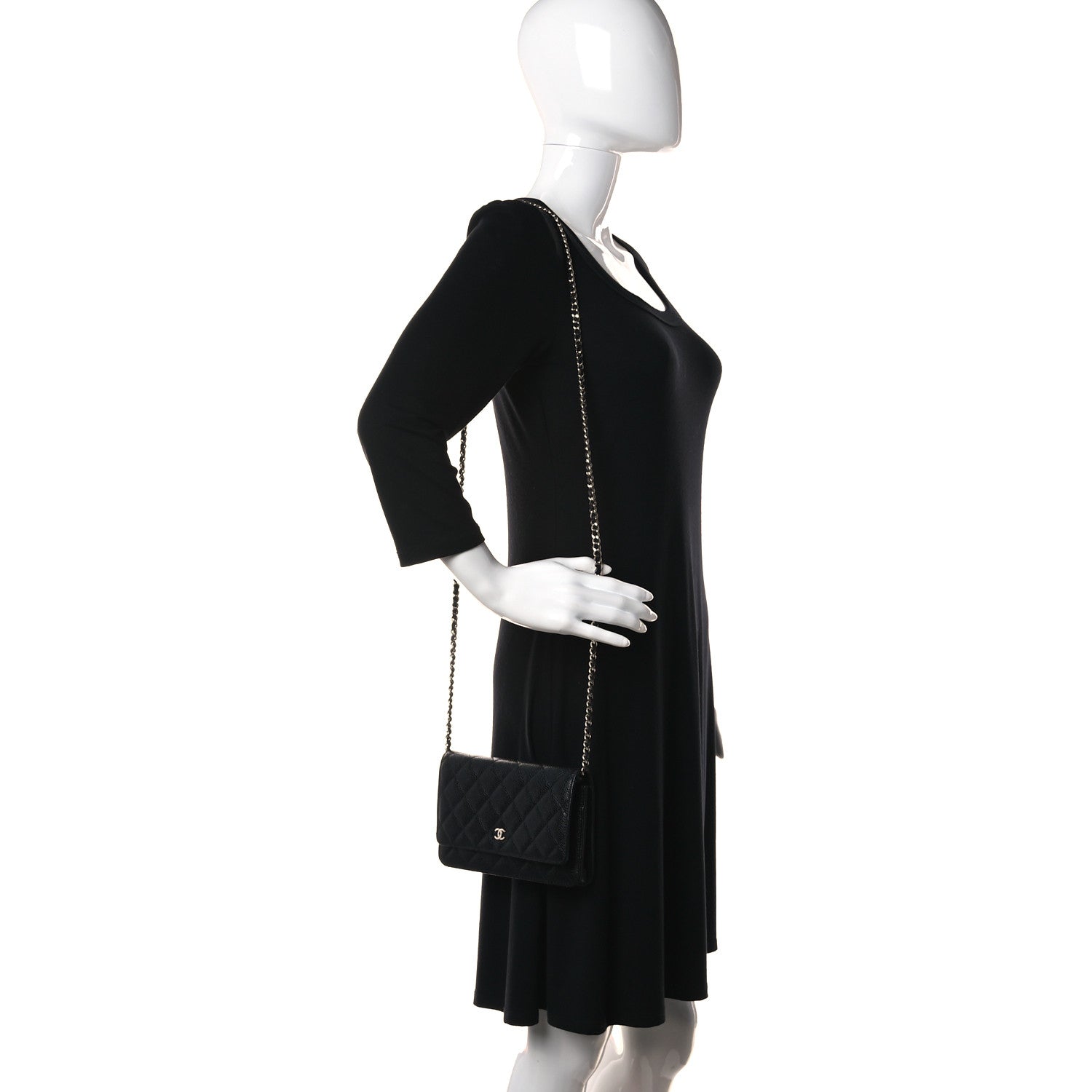 Chanel Caviar Quilted Wallet On Chain WOC Black 2 of 10