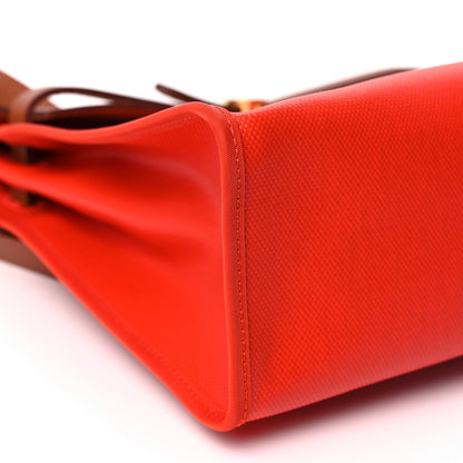 Hermes Toile H Berline Vache Hunter Herbag Zip 31 PM Orange Mecano Fauve 8 of 12