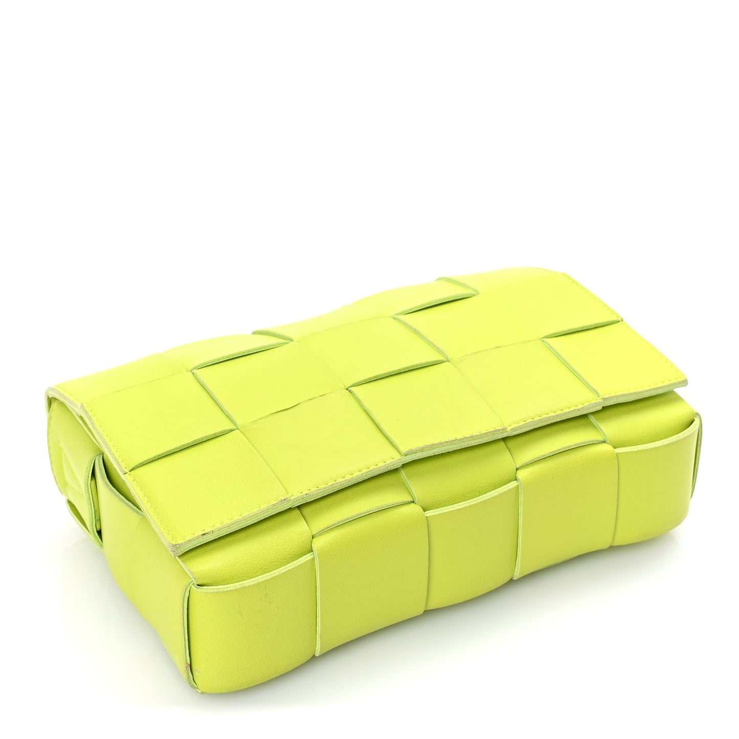 Lambskin Maxi Intrecciato Cassette Crossbody Bag Acid Kiwi