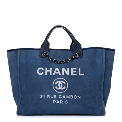 Chanel Canvas Medium Deauville Tote Blue 1 of 27