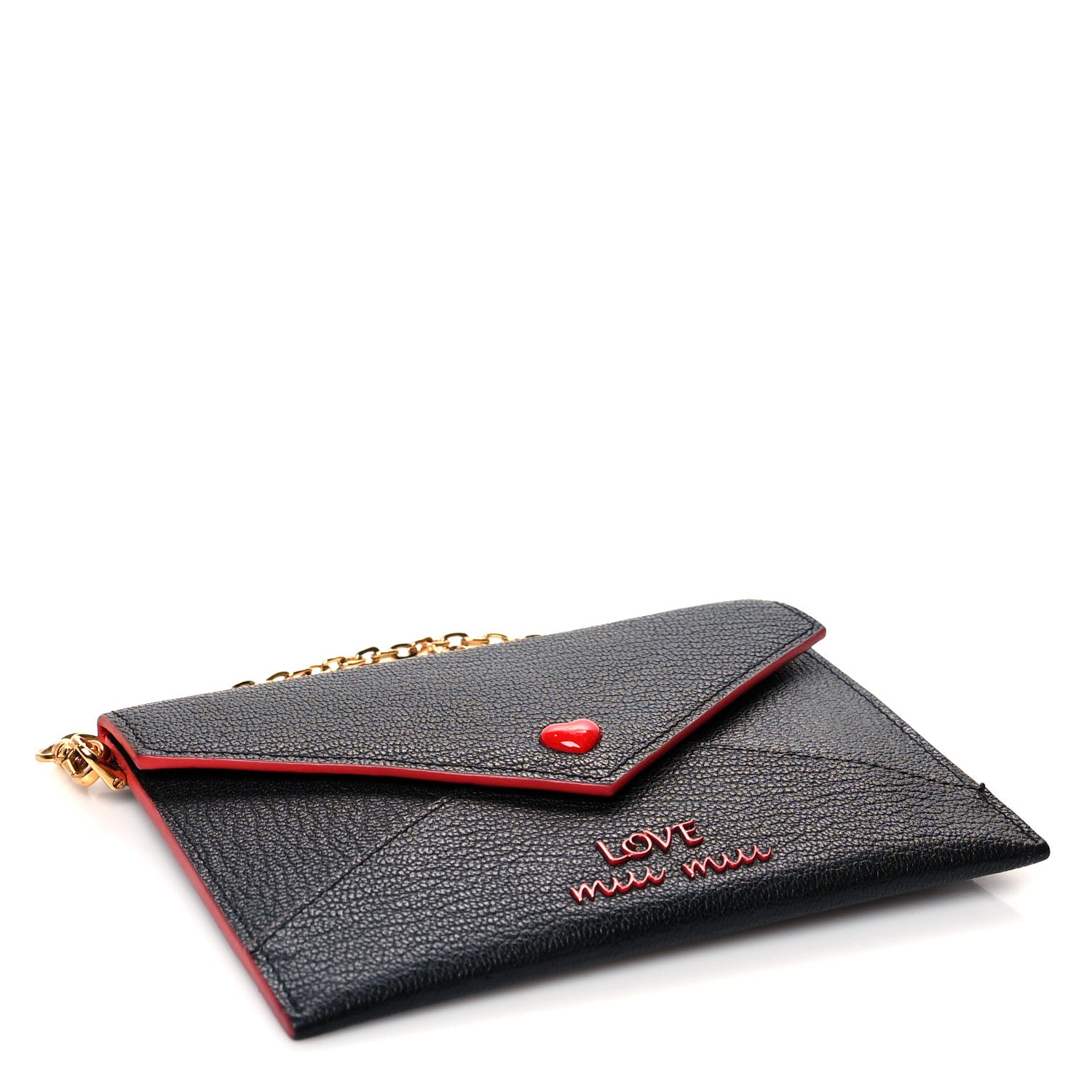 Miu Miu Goatskin Madras Love Wristlet Pouch Black 4 of 7