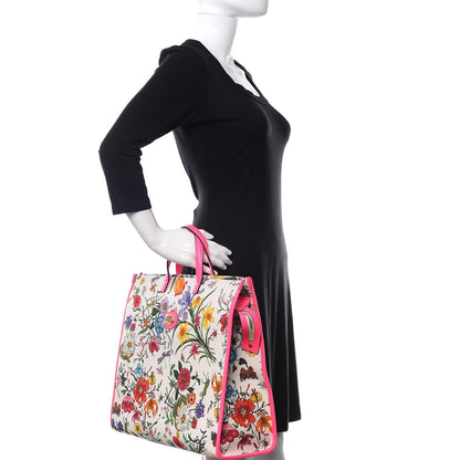 Gucci Canvas Large Flora Tote Pink Multicolor Fuchsia 2 of 9