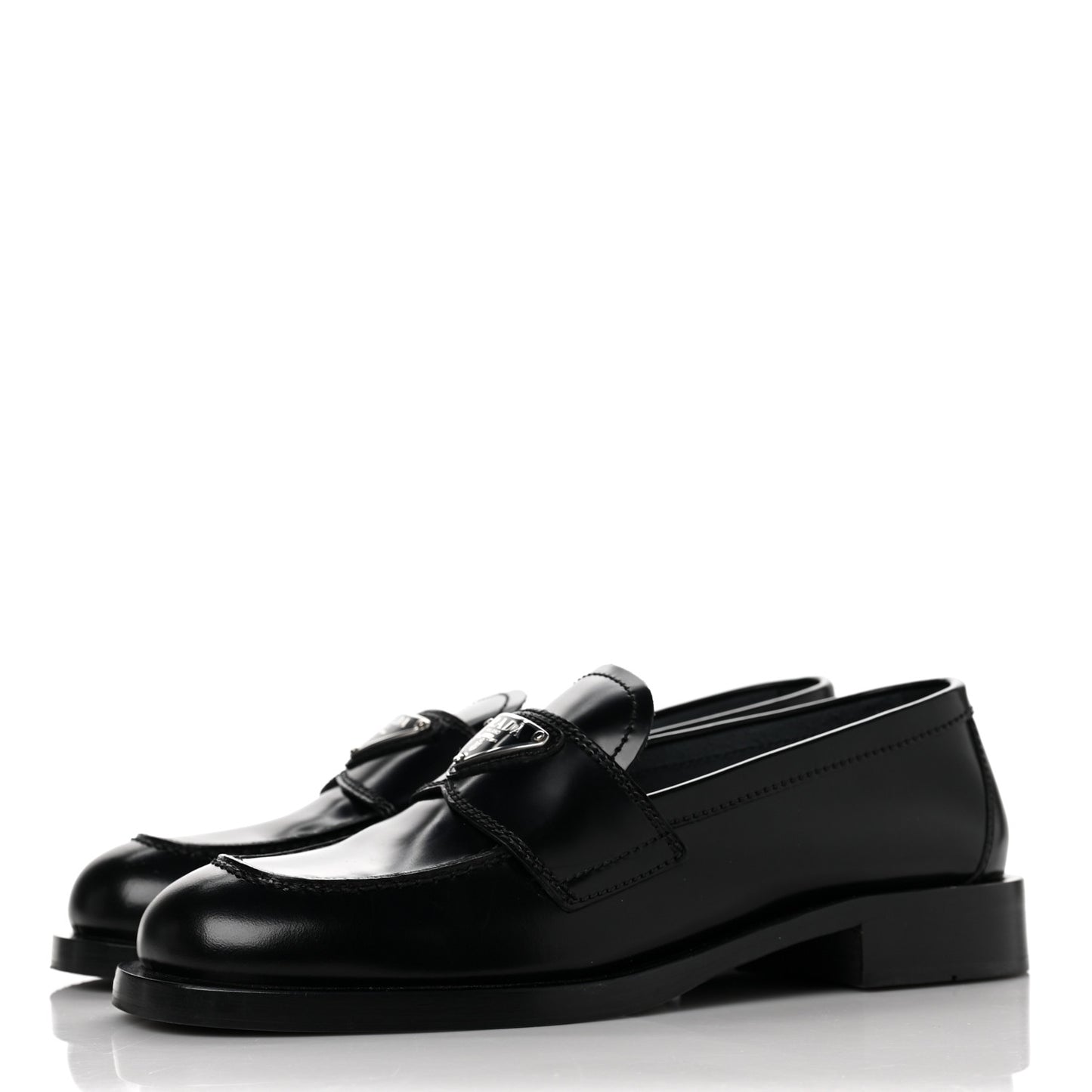 Spazzolato Metal Triangle Logo 20mm Loafers 36 Black