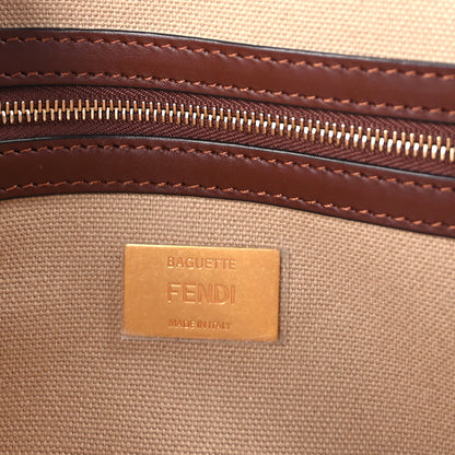 Fendi Sardinian Jacquard Vitello King FF 1974 Embroidered Baguette  Sand Ghianda 5 of 8