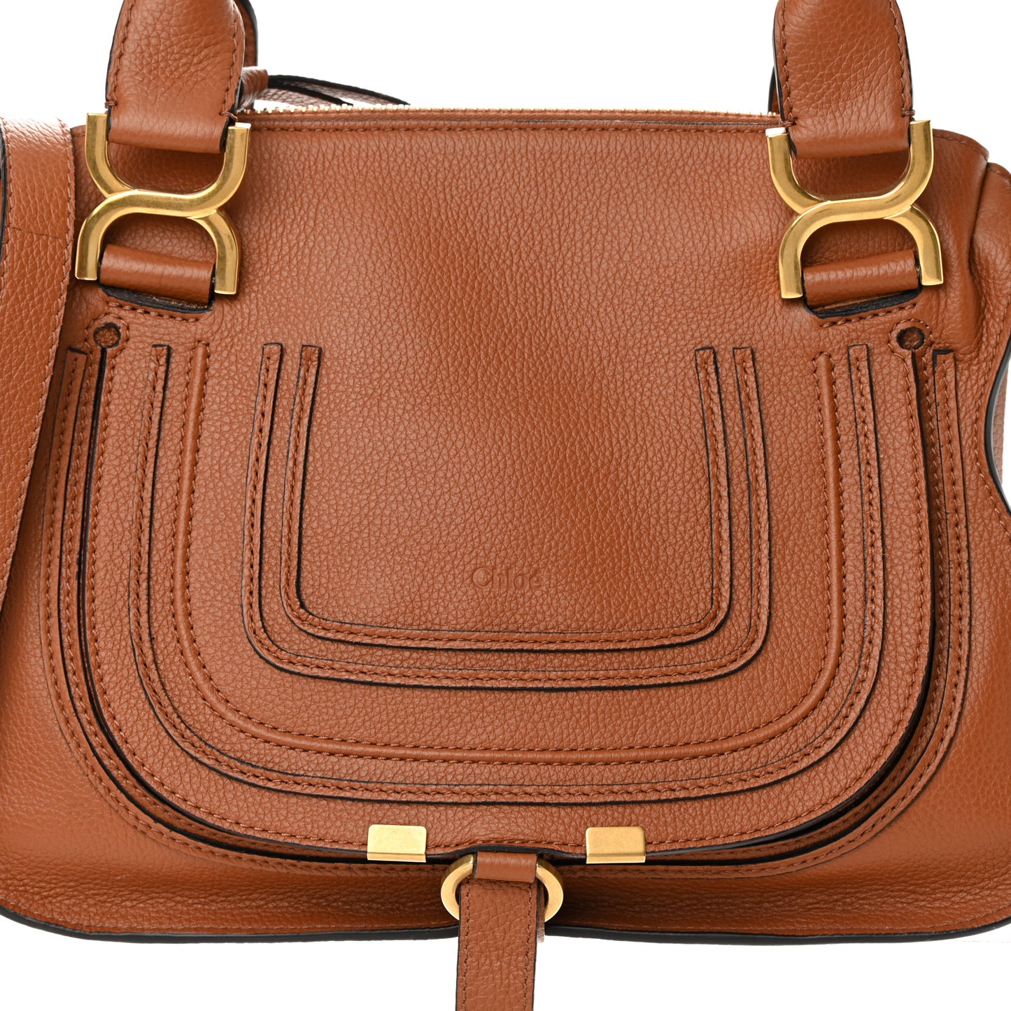 Calfskin Small Marcie Satchel Tan