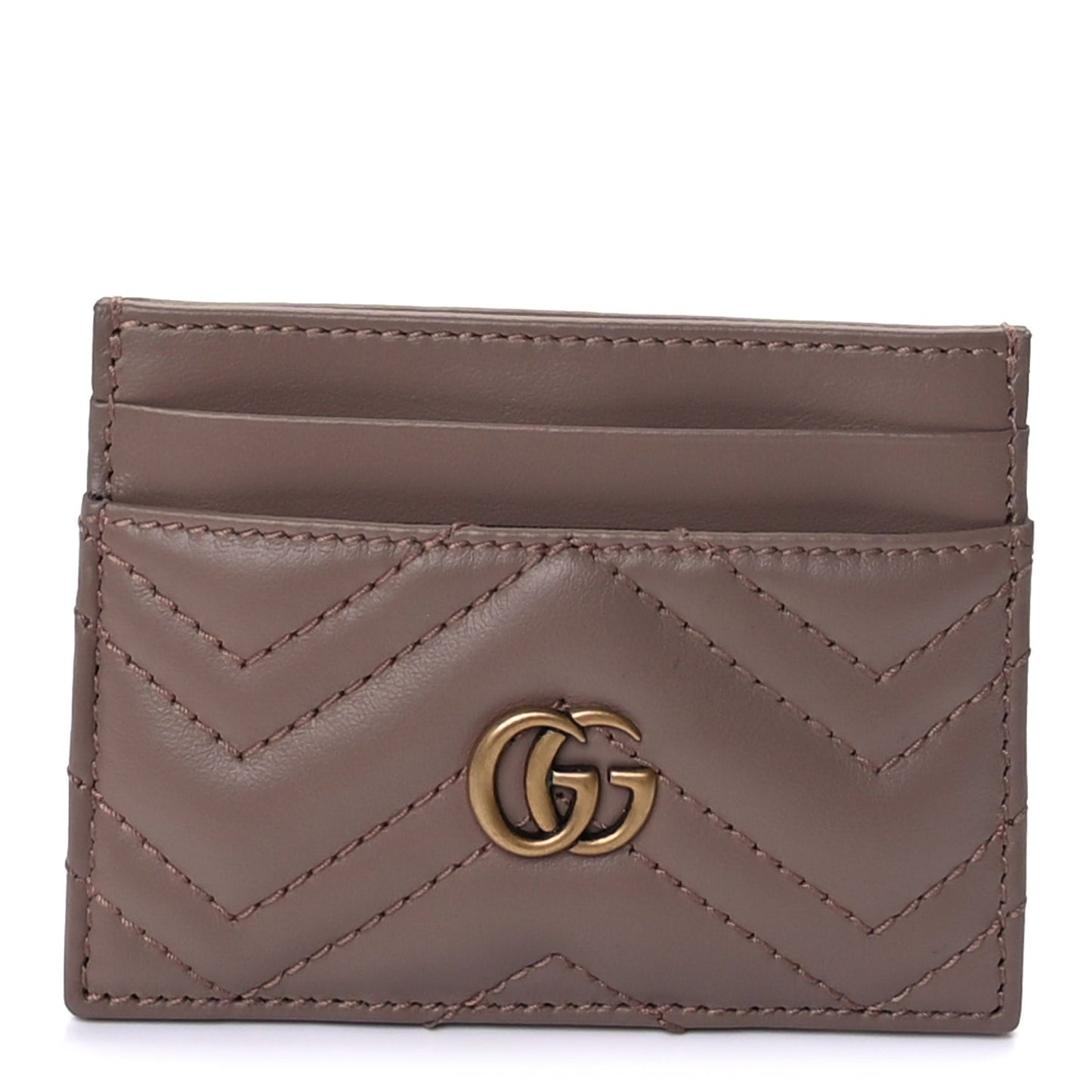 Calfskin Matelasse GG Marmont Card Holder Porcelain Rose