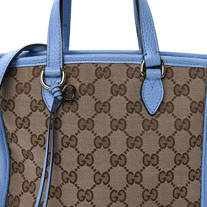 Gucci Monogram Dollar Calfskin Small Bree Tote Beige Ebony Mineral Blue 6 of 8
