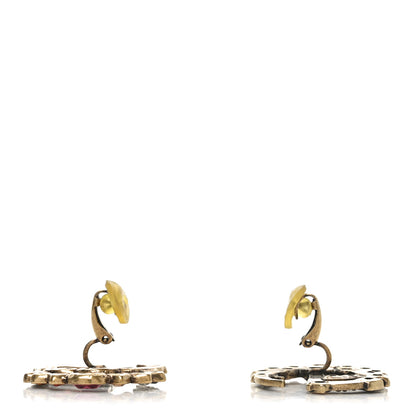 Gucci Crystal Double G Clip On Earrings Aged Gold Multicolor 3 of 4