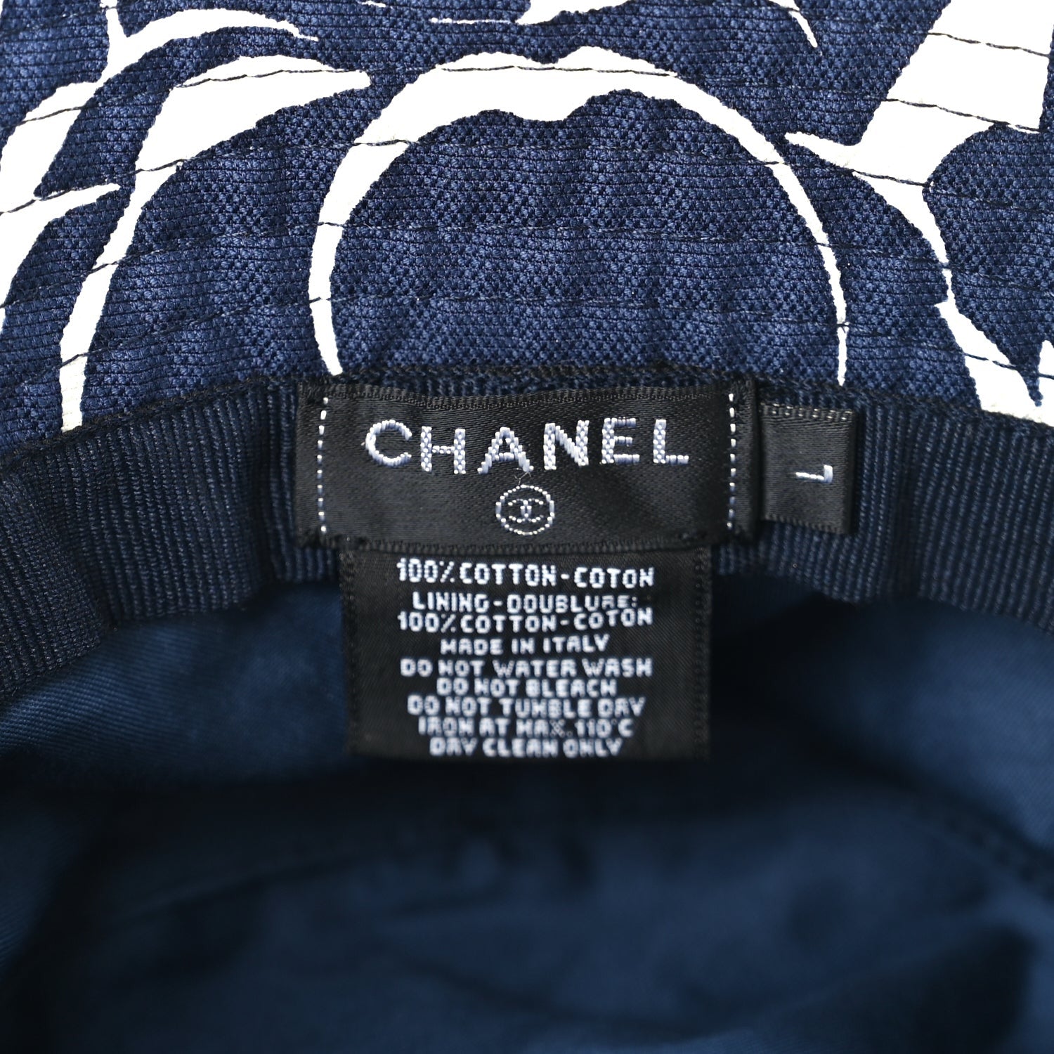 Chanel Cotton Canvas Bucket Hat L Navy Ivory 8 of 8
