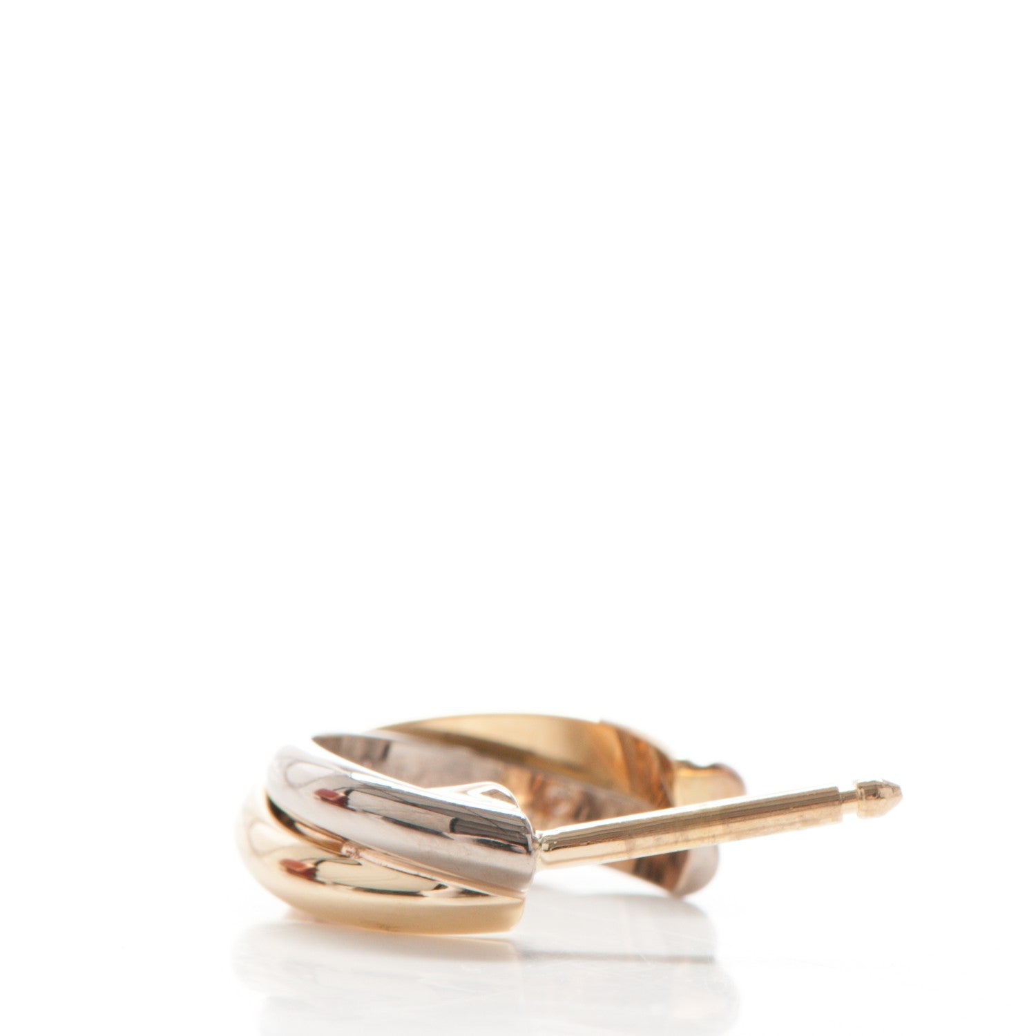 Cartier 18K Pink Yellow White Gold 13mm Trinity Hoop Earrings 4 of 6