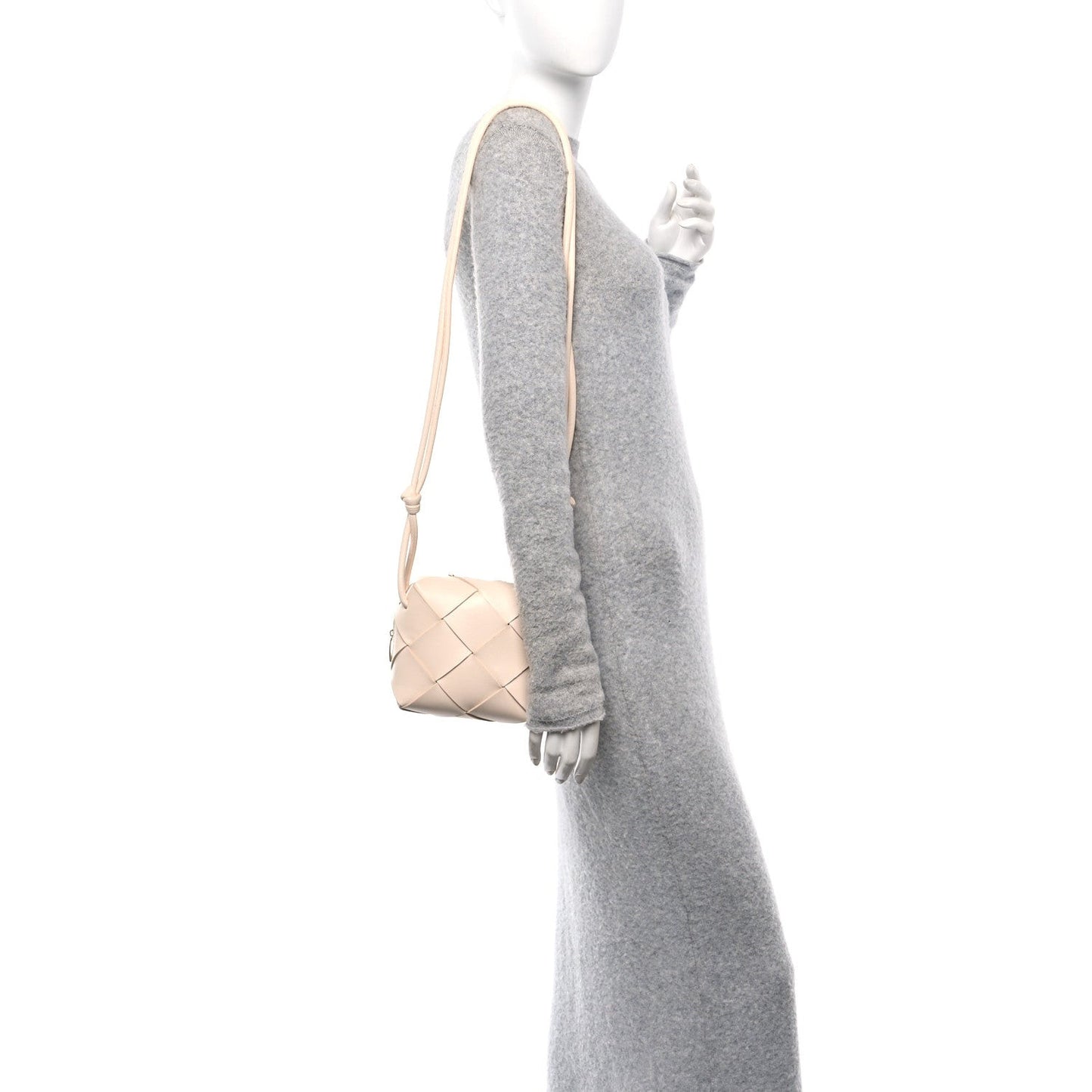 Lambskin Maxi Intrecciato Mini Cassette Camera Bag Macaroon