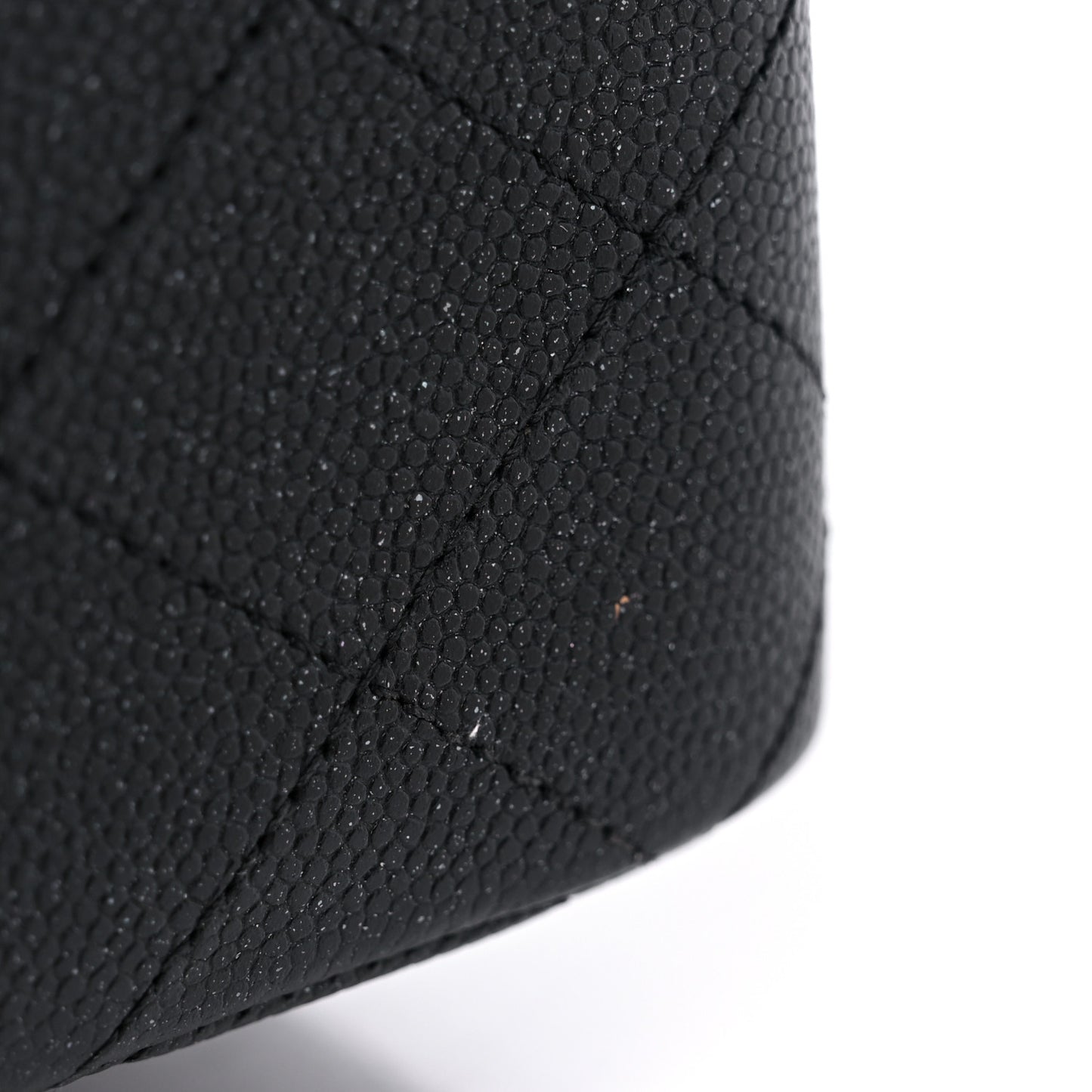 Iridescent Caviar Quilted Medium Double Flap Black