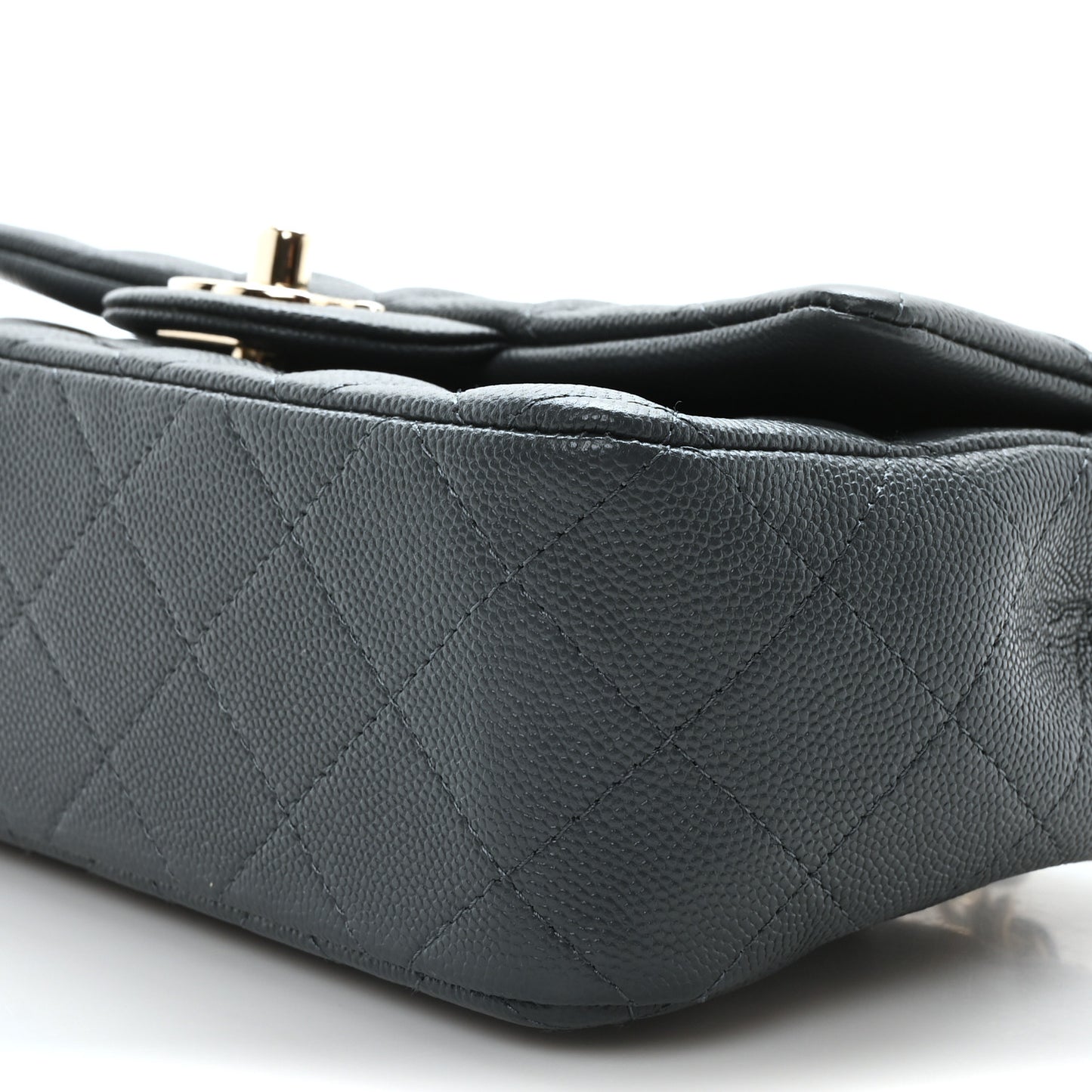 Caviar Quilted Mini Rectangular Flap Dark Grey