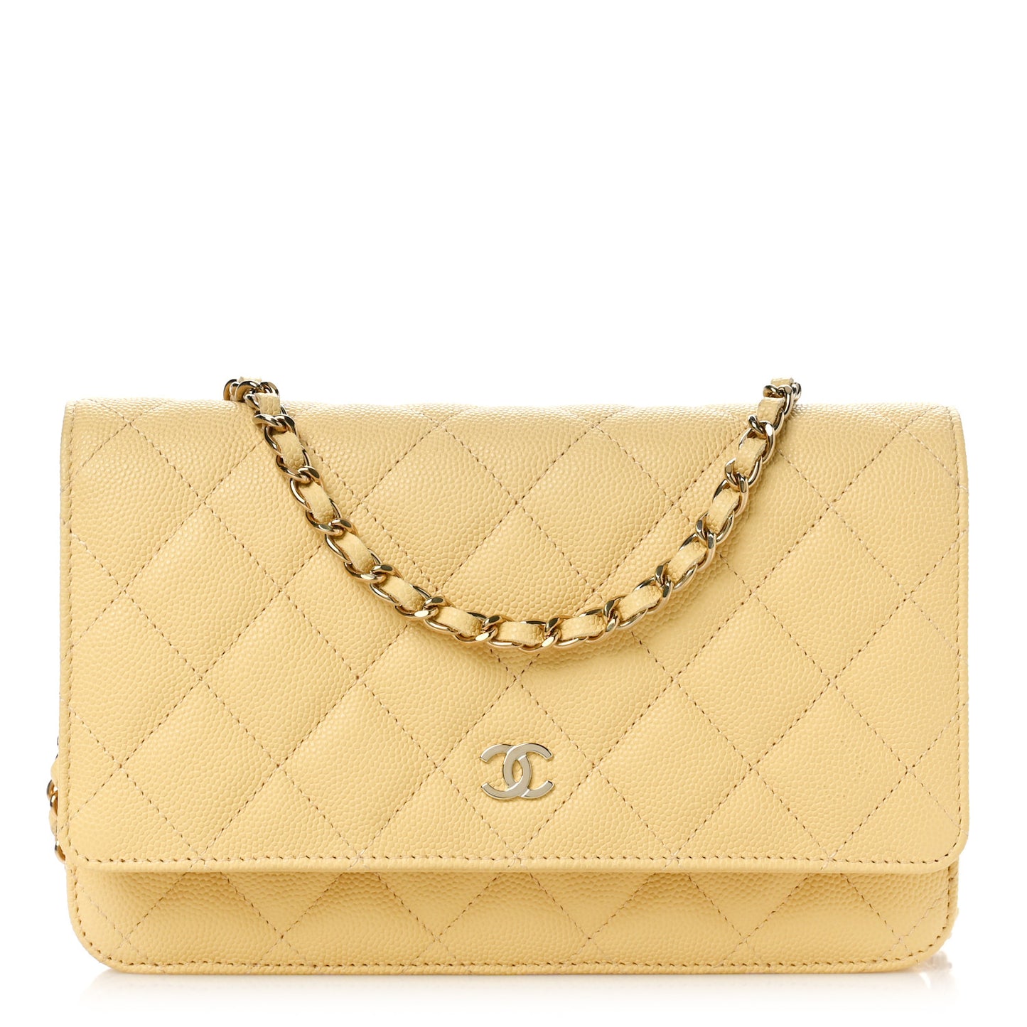 Caviar Quilted Wallet on Chain WOC Yellow