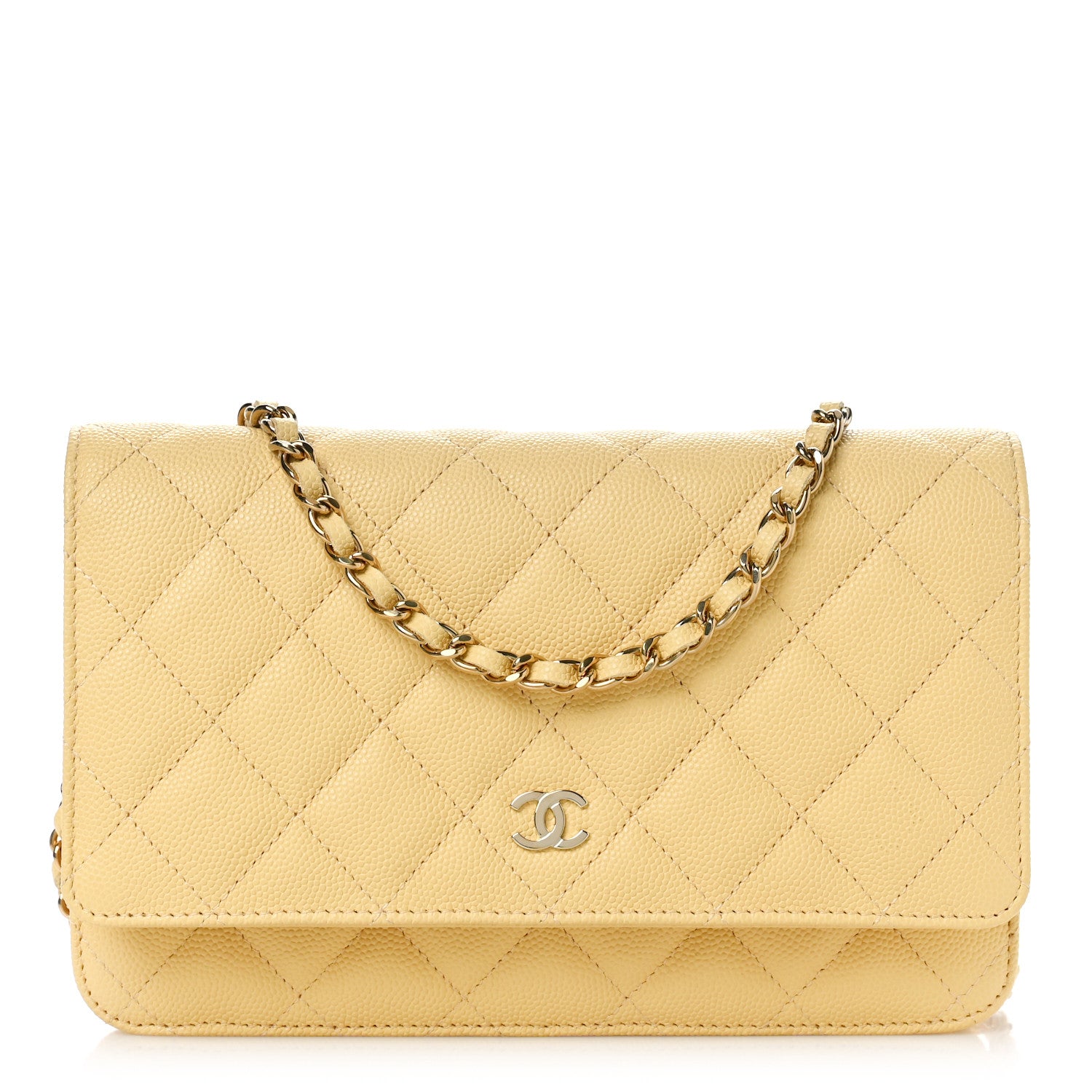 Chanel Caviar Quilted Wallet on Chain WOC Yellow 1 of 10