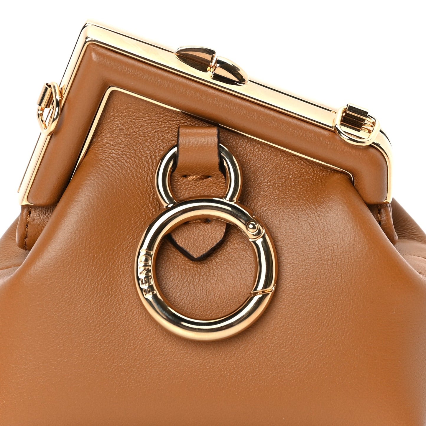 Shiny Nappa Nano  First Bag Charm Caramello