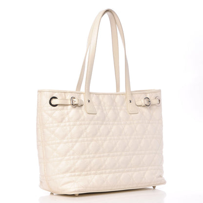 Christian Dior Coated Canvas Cannage Small Panarea Tote White 3 of 14