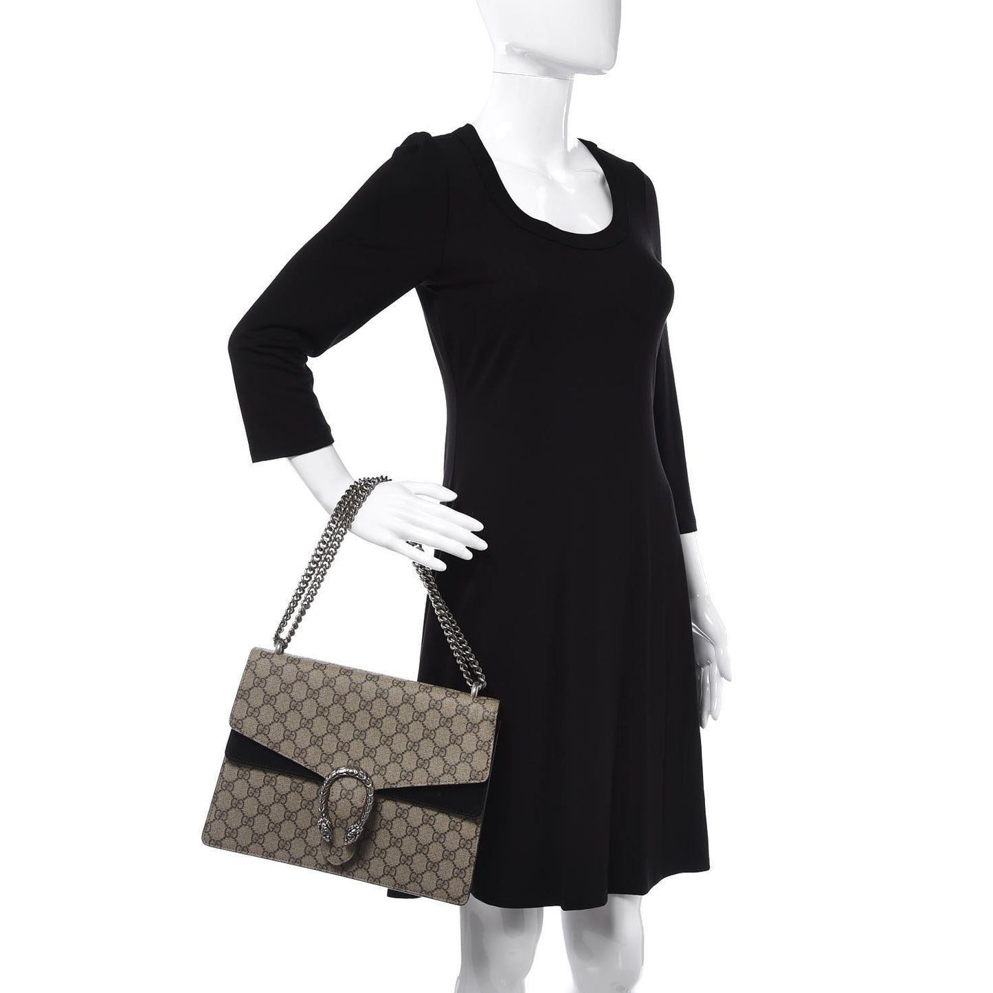 GG Supreme Monogram Medium Dionysus Shoulder Bag Black